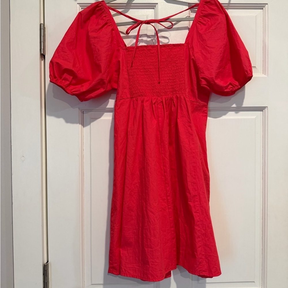 Draper James Vibrant Red Puff Sleeve Dress - Picture 5 of 5